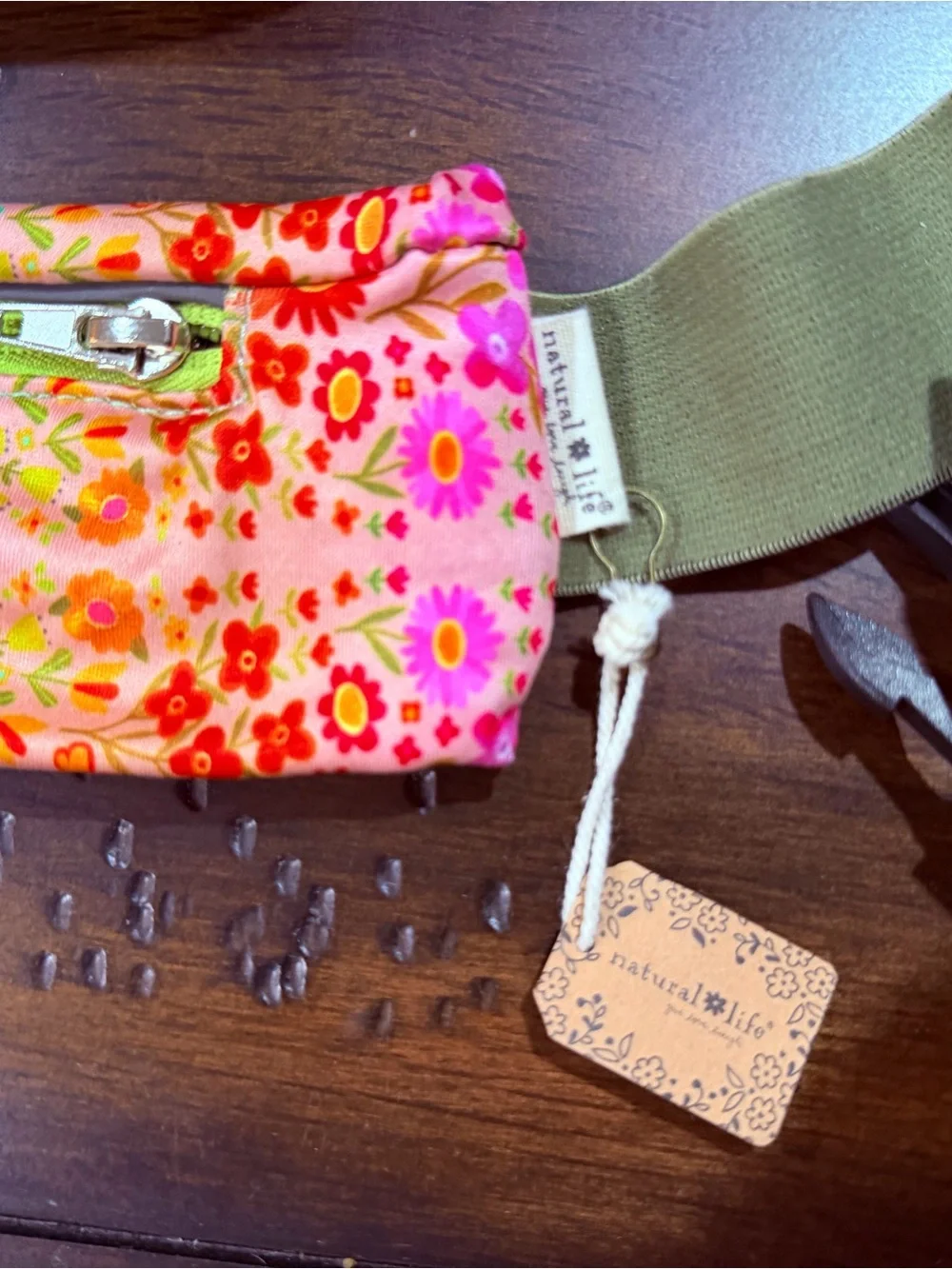 Cat & Jack Floral Kids Waist Pack - Pink & Olive Strap
